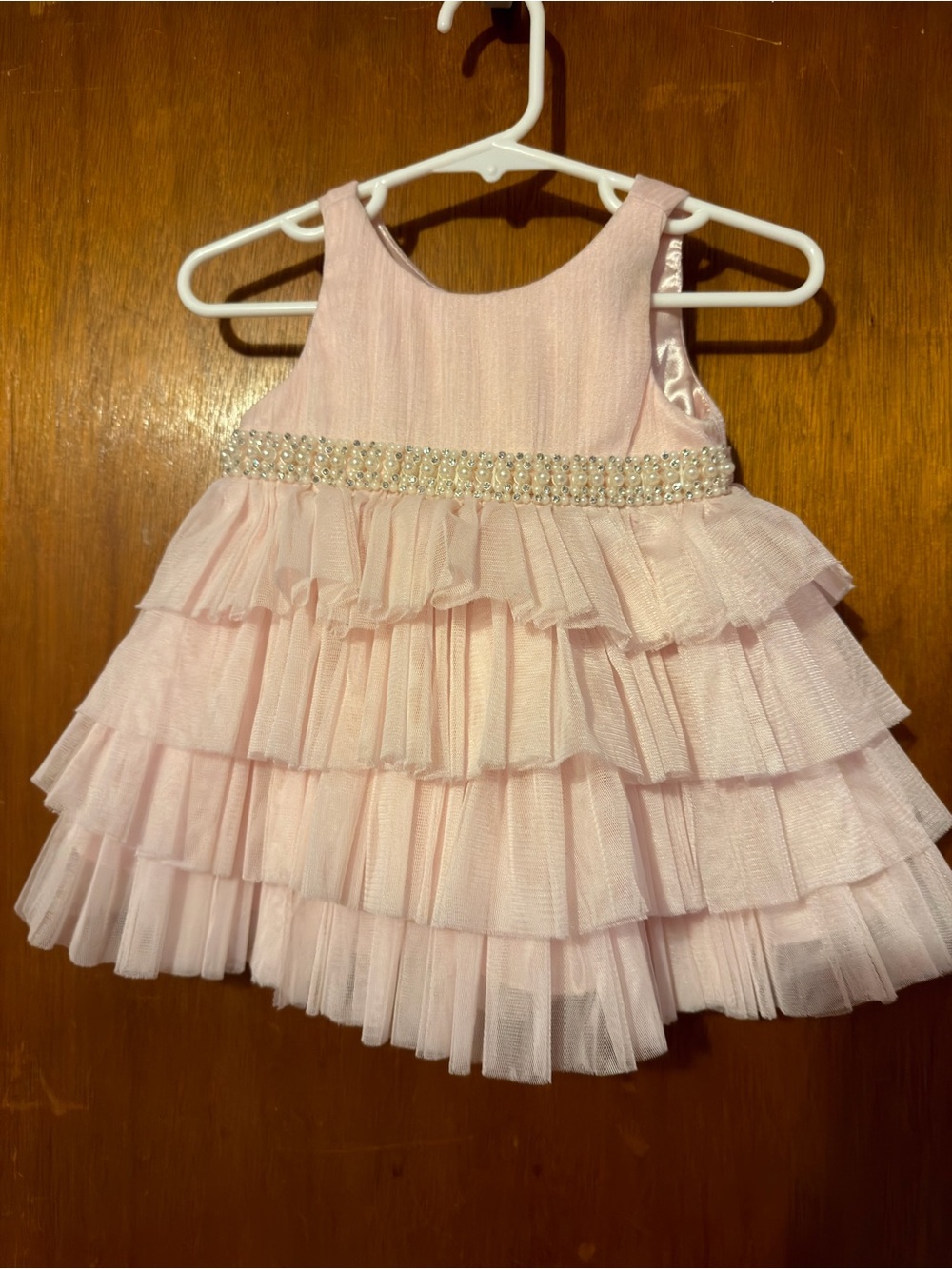 American Princess Light Pink Tulle Dress with Pearl Trim